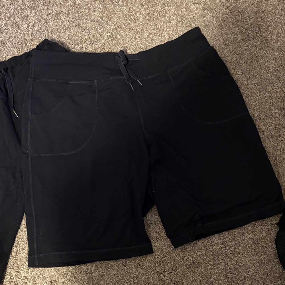 2 pairs Black Women's Lululemon longer style Shorts